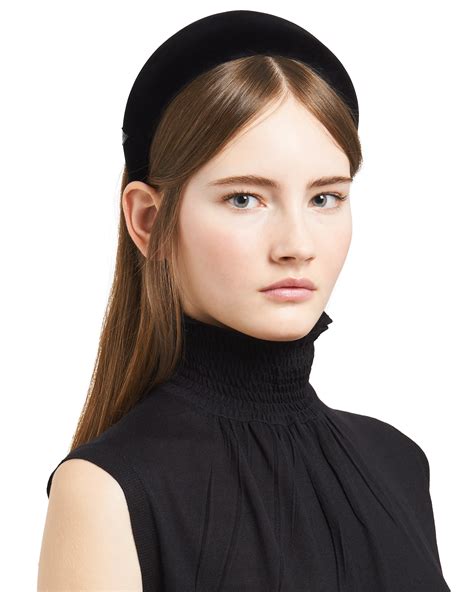 prada 1ih016|Prada Headband 1IH016 Black Velvet Head Hair Clip Women's .